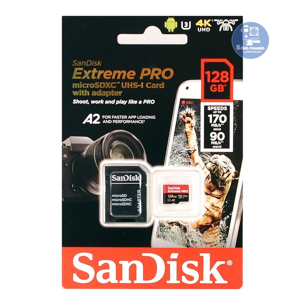 Thẻ nhớ MicroSDXC SanDisk Extreme PRO A2 - 128GB V30 U3 Class 10 UHS-I 170MB/s