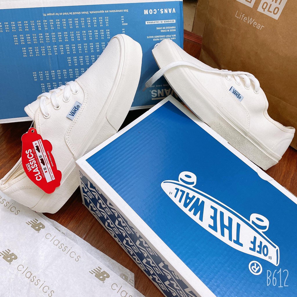 Giày Thể Thao Sneaker Nam Nữ Vans_Full Trắng Basic, Thời Trang GenzZ Full Bill+Box