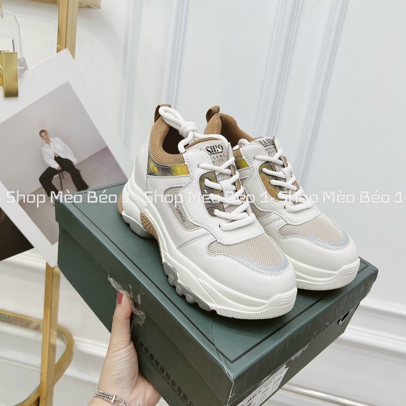 Giày thể thao sneaker độn đế cao lót viền nâu fullbox hàng quảng châu cao cấp