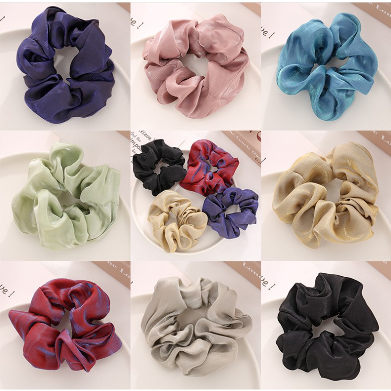 Dây Cột Tóc Vải Scrunchies Phi Bóng Nhiều Màu