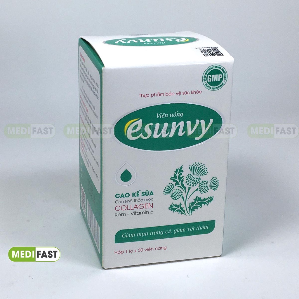 Viên uống Esunvy hỗ trợ giảm mụn trứng cá Hộp 30 viên từ thảo dược