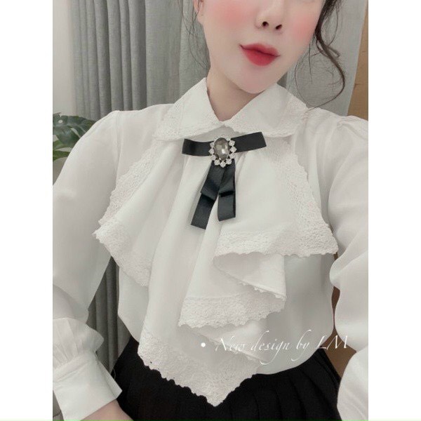 Áo sơ mi nữ cổ ren kèm tag sang chảnh