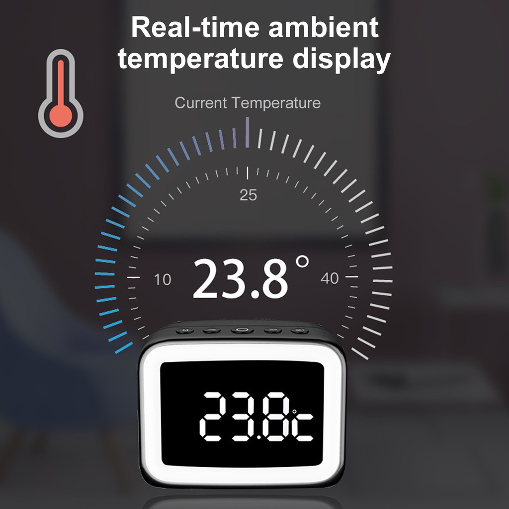 [PST]BT511 Wireless Bluetooth 5.0 Speaker Music Player Alarm Clock Makeup Mirror