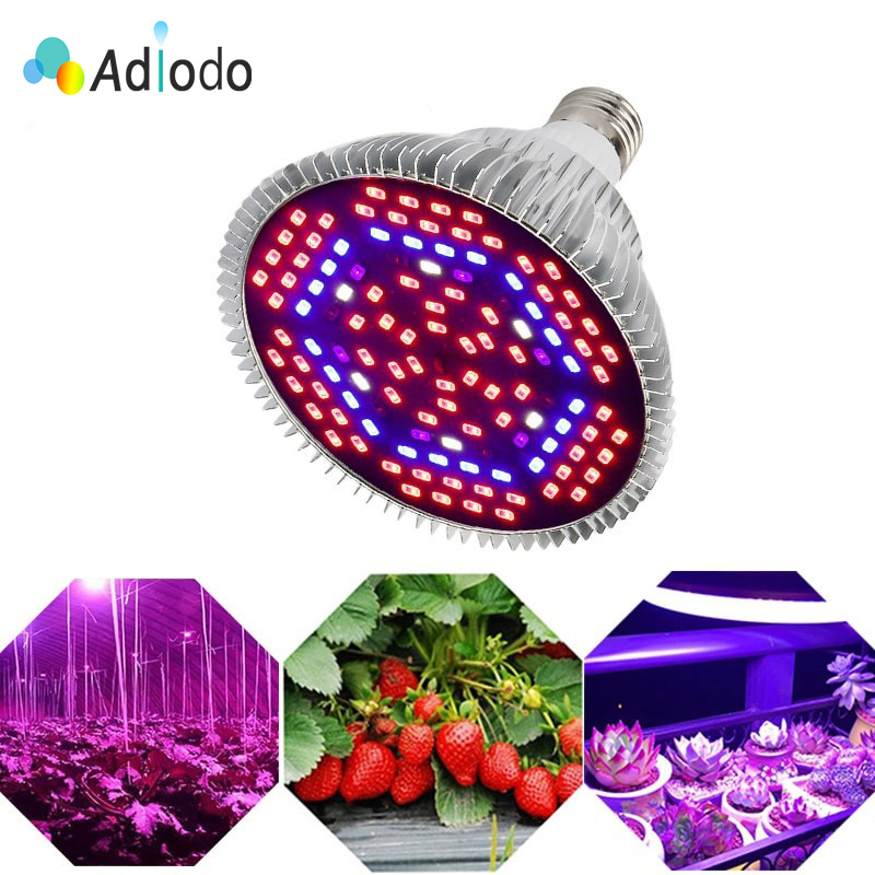 Đèn LED Adiodo E27 Phát triển Bóng đèn Đầy đủ Quang phổ Màu xanh Đỏ UV IR Led Trồng Đèn cho Vườn Thủy canh Hoa Cây Rau Tất cả trong Một 10W-80W