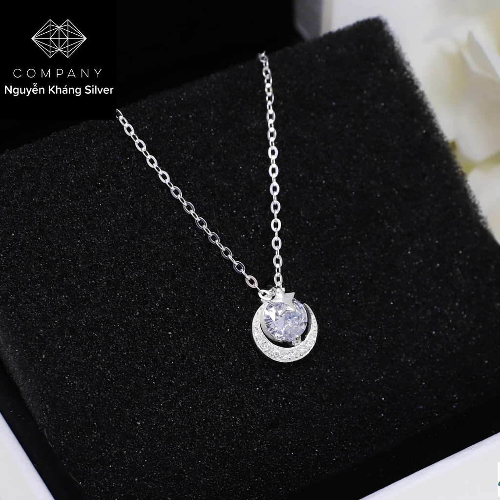 DÂY CHUYỀN NỮ BẠC TA, HÌNH TRĂNG SAO, ĐÁ TRẮNG, BẠC NGUYỄN KHÁNG