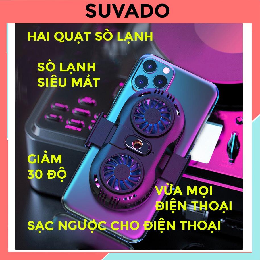 Quạt tản nhiệt điện thoại Gaming sò lạnh memo 2 quạt giá rẻ Livestream  quay TIKTOK AH102 SUVADO