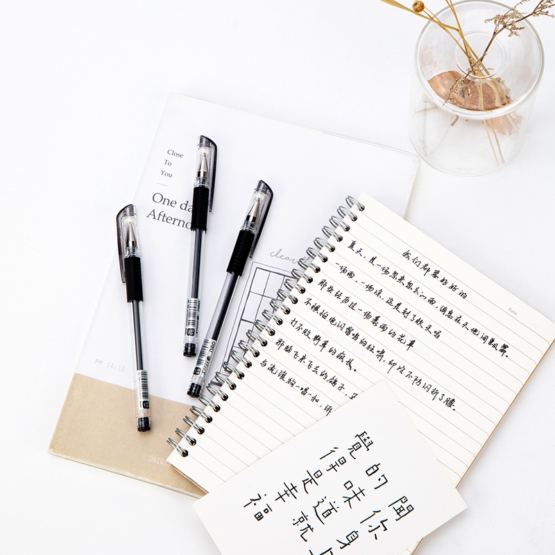 Bộ 12 bút gel đen DELI E6600S ngòi 0.5mm