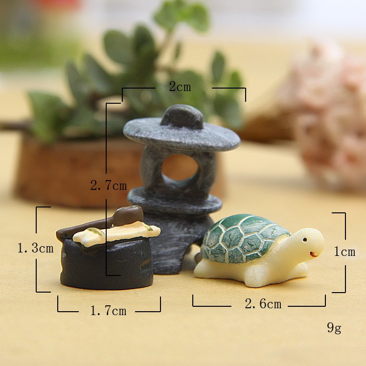 KHO-HN * Combo mô hình rùa nhỏ, tháp đá và giếng nhỏ trang trí tiểu cảnh phong cách Nhật Bản, bonsai, DIY