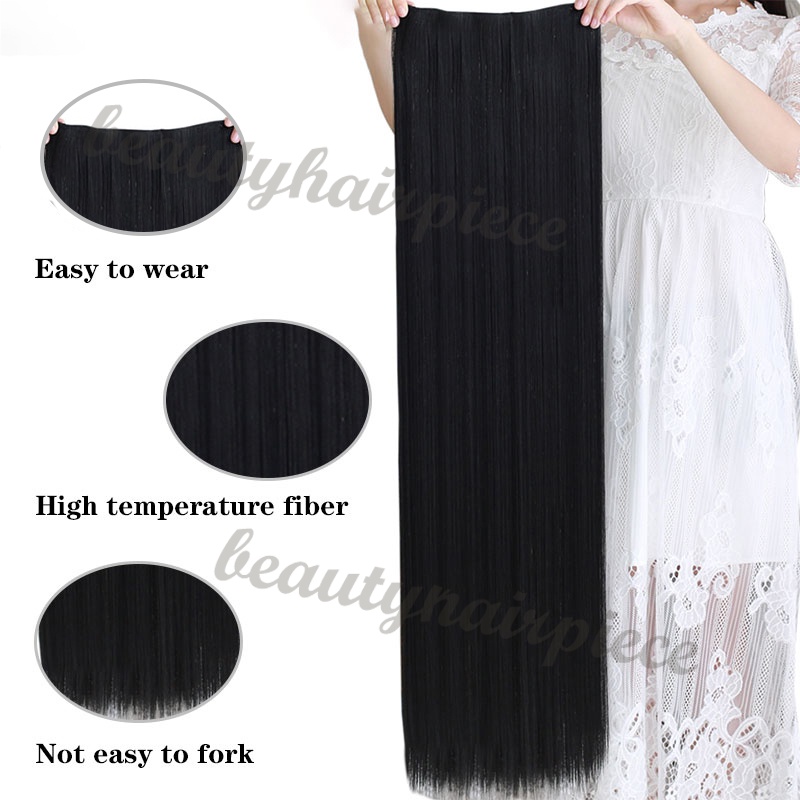 Tóc Giả Thẳng Dài 100cm Kèm 5 Kẹp Màu Đen / Nâu Bằng Sợi Tổng Hợp Tự Nhiên