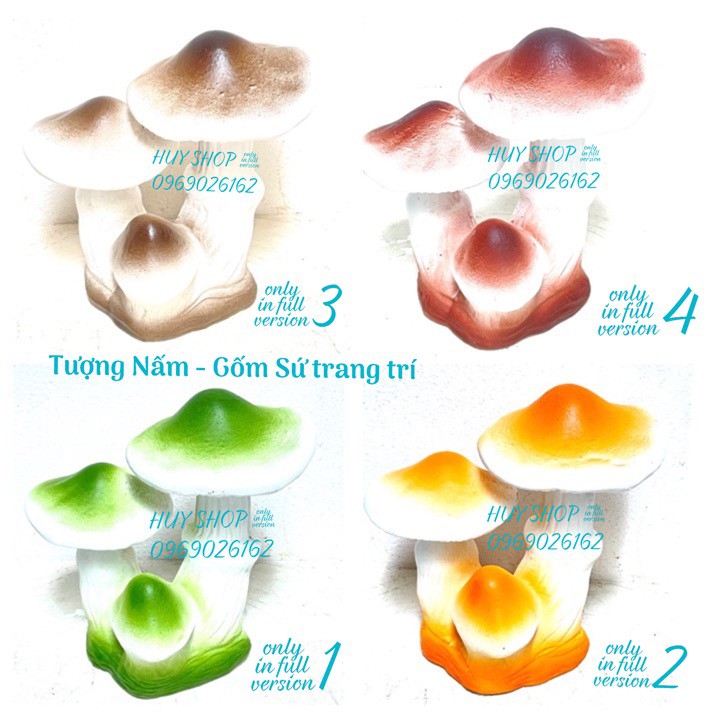 GỐM SỨ TRANG TRÍ TIỂU CẢNH HÒN NON BỘ - TƯỢNG NẤM 12CM