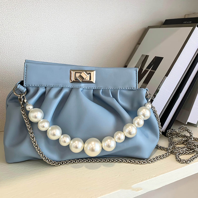 IELGY Túi đeo chéo dạng mây thiết kế đính ngọc trai nhân tạo duyên dáng dành cho phái đẹp