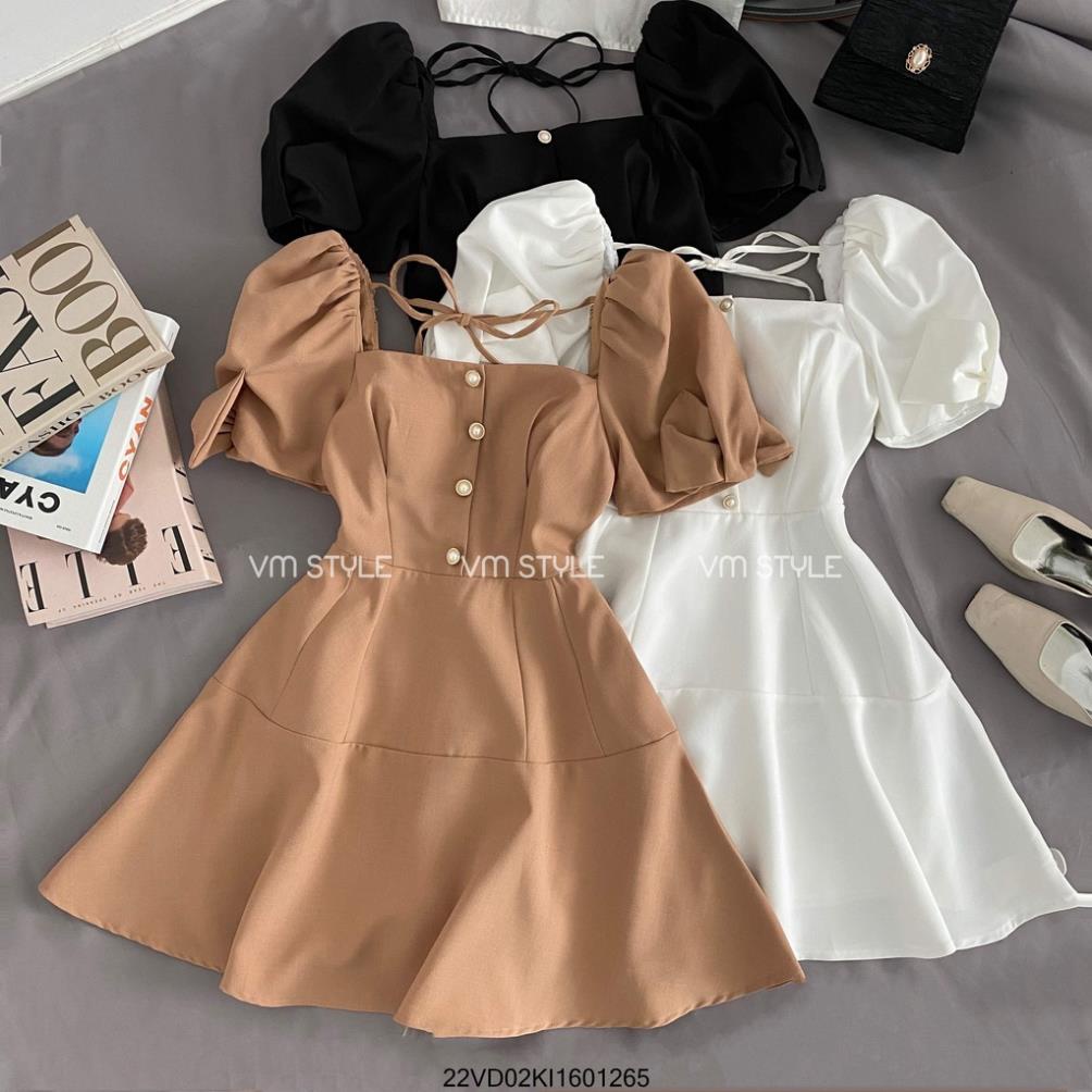 Đầm xòe tay phồng cúp ngực cột nơ sau VM STYLE thời trang ulzzang Hàn Quốc 22VD02KI1601 KRE
