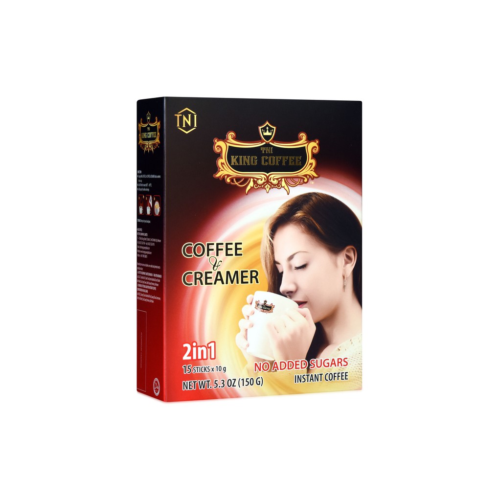 Cà Phê Hòa Tan 2in1 KING Coffee - Hộp 15 gói x 10g - Cà phê và bột kem không sữa Không đường