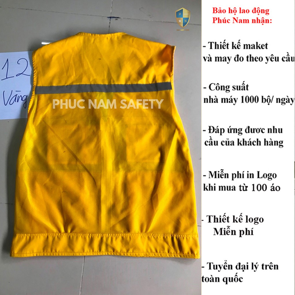 Áo bảo ghi lê phản quang màu vàng, áo ghi lê, đồng phục kỹ sư, BHLĐ Phúc Nam