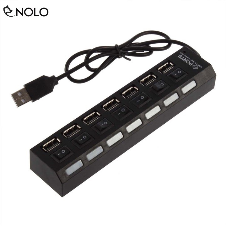 Bộ Hub Chia Cổng USB Chuẩn 2.0 Gồm 7 Port Model HB7 Có Công Tắc ON OFF Hỗ Trợ Win 10