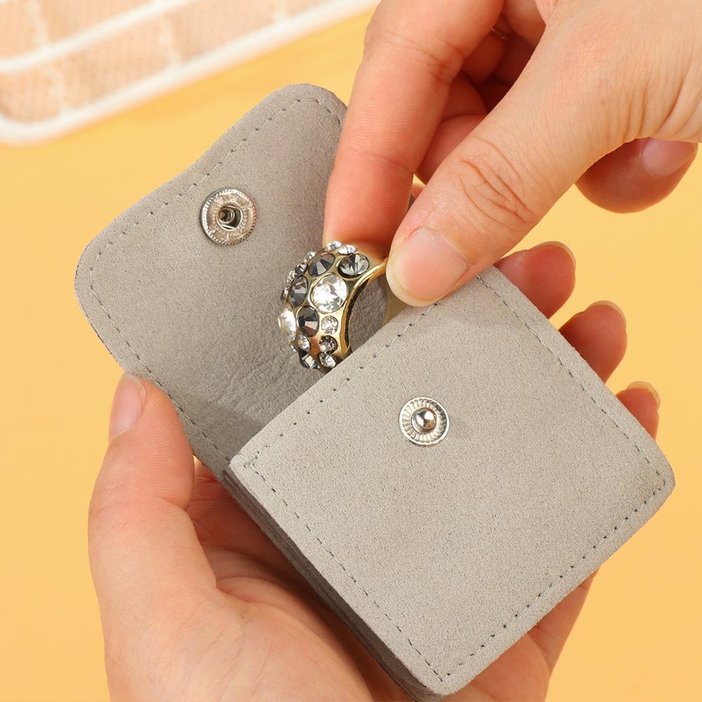 PATH Túi Đựng Trang Sức Vải Nhung Dày Dặn Phối Nút Cài Xinh Xắn