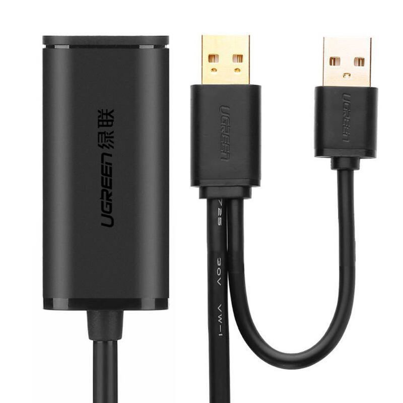 Dây nối dài USB 2.0 dài 10m có chíp khuyếch đại, hỗ trợ nguồn USB, Ugreen 20214 US137 - Hàng Chính Hãng