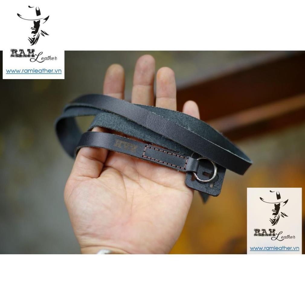 DÂY MÁY ẢNH DA BÒ THẬT MÀU ĐEN - RAM A2 BLACK CHỈ  - RAM LEATHER