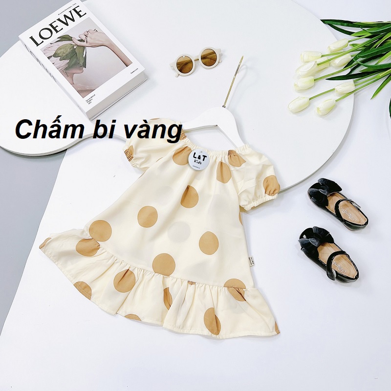 VÁY BÉ GÁI CHẤM BI ĐỎ ĐEN Baby Doll NƠ LƯNG XHN294