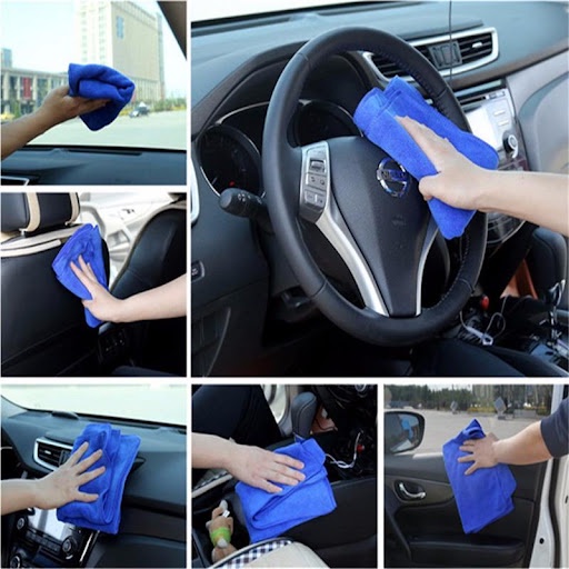 Khăn lau xe ô tô chuyên dụng Microfiber siêu thấm không sơ, rối, kích cỡ 30cm x 30cm, 30cm x70cm