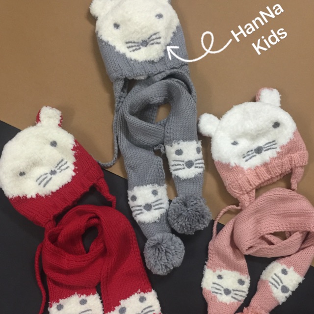 Set khăn mũ len cho bé