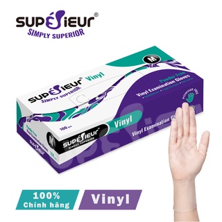 Găng Tay Y Tế Vinyl Superieur Không Bột Trong Suốt - Găng Tay PVC Cao Cấp (Hộp 100 Chiếc)