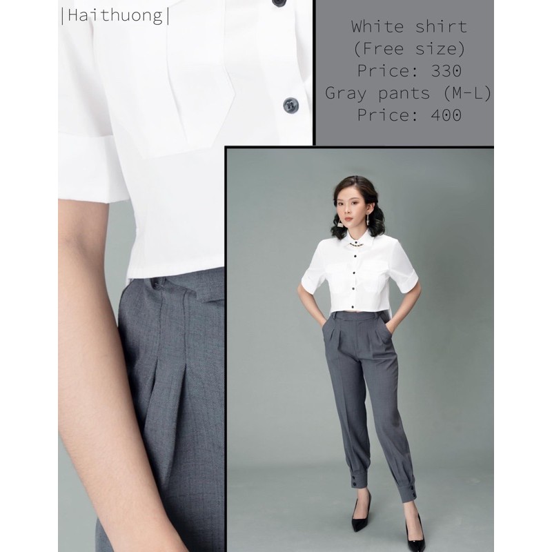 Set sơ mi croptop quần alibaba ( ảnh thật )