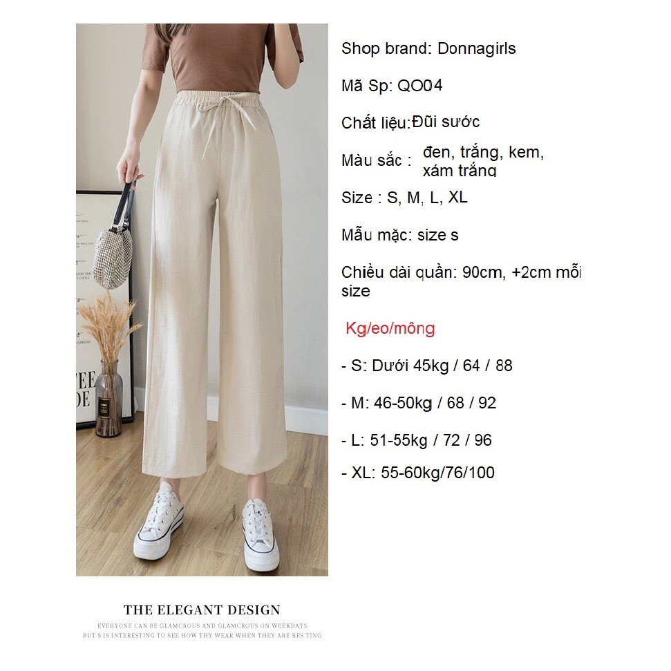 Quần dài nữ ống rộng suông Culottes vãi đũi xước cực thoáng mát hottren DONNAGIRLS QO04