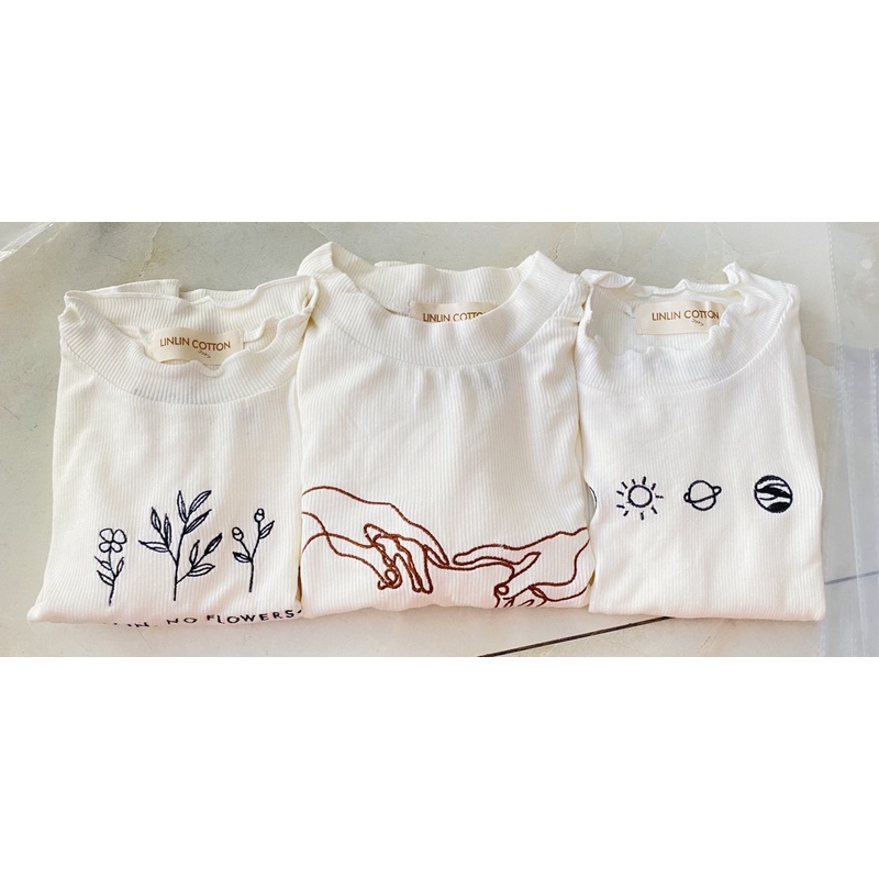16 mẫu Áo nữ croptop thêu hoa cúc xoăn lai borip cao cấp thun gân cuốn biên mềm mịn co dãn oversize bigsize