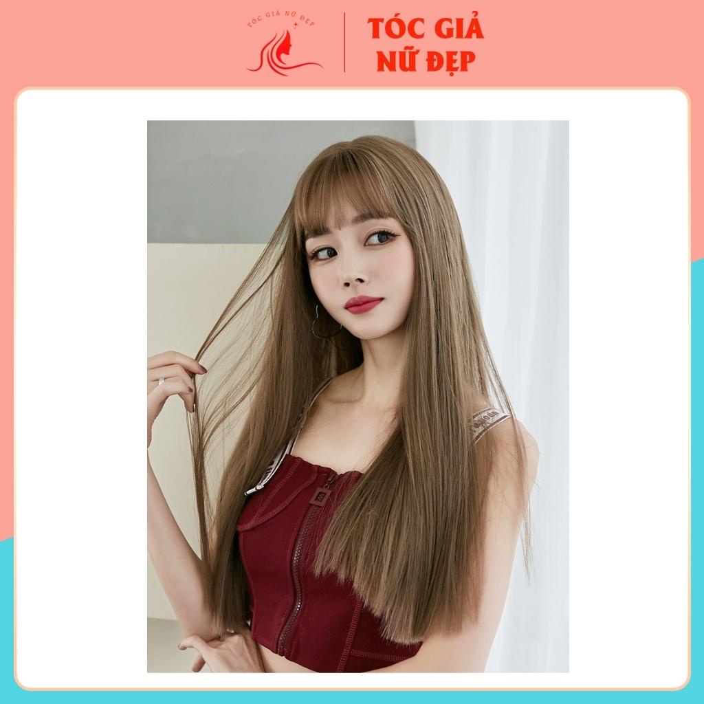 Tóc giả nữ nguyên đầu thẳng đuôi ngang, z7007, tặng kèm lưới wig