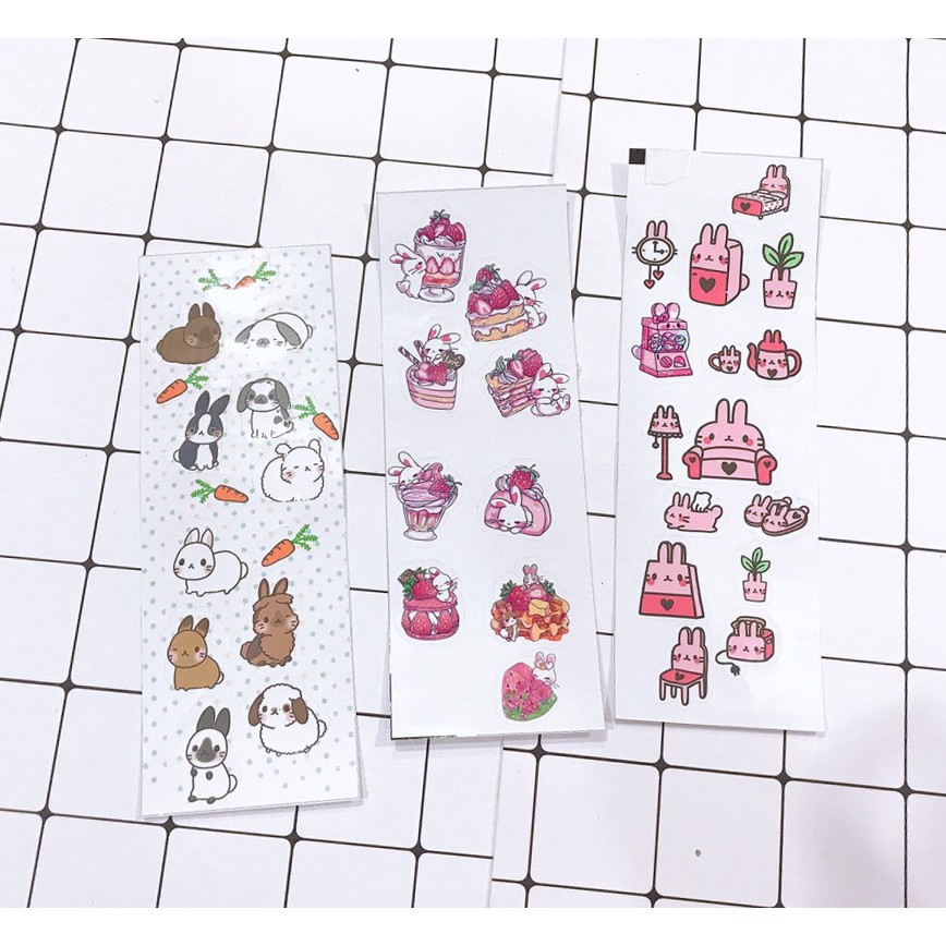 sticker thỏ dễ thương SI10 sticker cute sticker dễ thương bullet journal 7*19,5cm