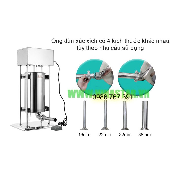 Máy đùn xúc xích 10L CHẠY ĐIỆN, máy nhồi xúc xích loại 10L