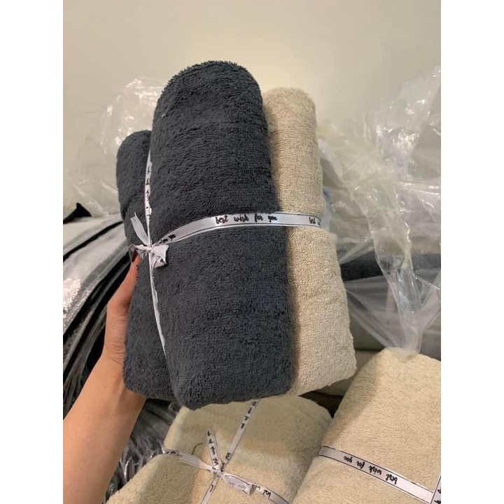 Set 2 khăn tắm MUJI cotton organic xuất Nhật Size 70x140cm