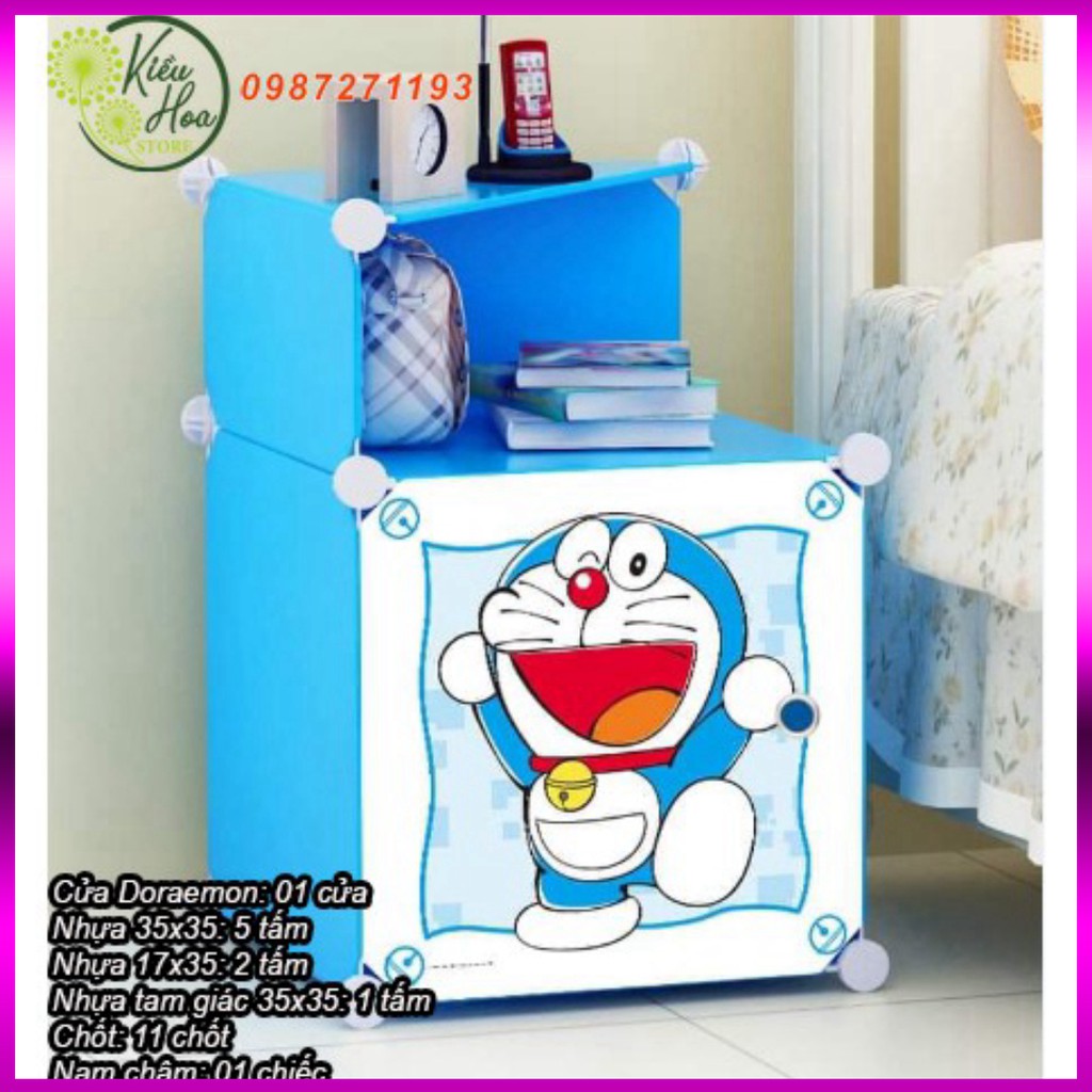 TỦ QUẦN ÁO NHỰA LẮP GHÉP ĐA NĂNG DORAEMON (nhiều kích thước lựa chọn) (tặng kèm chốt, búa) (Kiều Hoa Store)