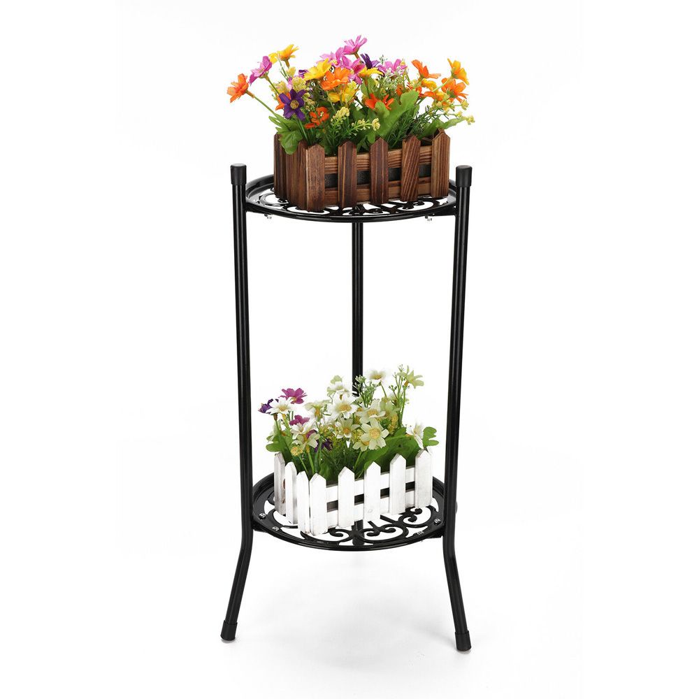 Giá đỡ chậu cây bonsai bằng kim loại 2 tầng trang trí nhà cửa sân vườn