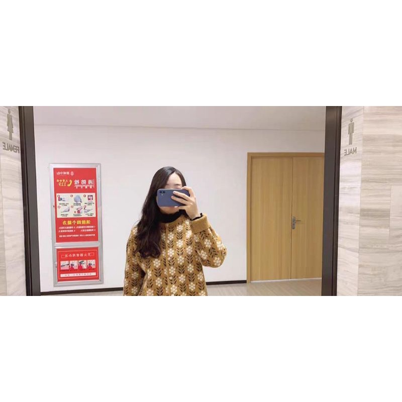 Áo len cardigan cài cúc hoạ tiết hoa lá dày dặn phong cách vintage