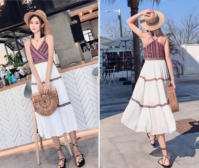 Đầm boho vintage hai dây | BigBuy360 - bigbuy360.vn