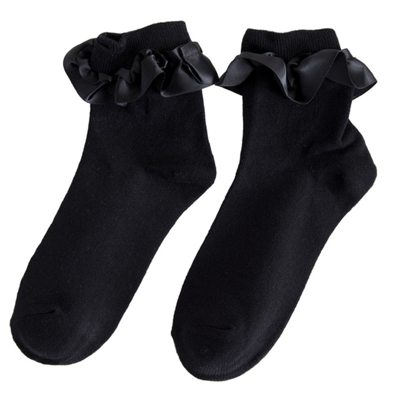 Vớ Cotton Cổ Cao Đến Mắt Cá Chân Phối Bèo Dễ Thương Phong Cách Harajuku Cho Nữ