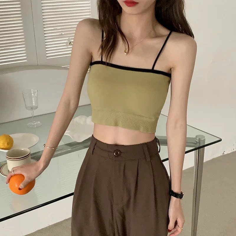 Áo bra thun trơn hai dây màu pastel quyến rũ