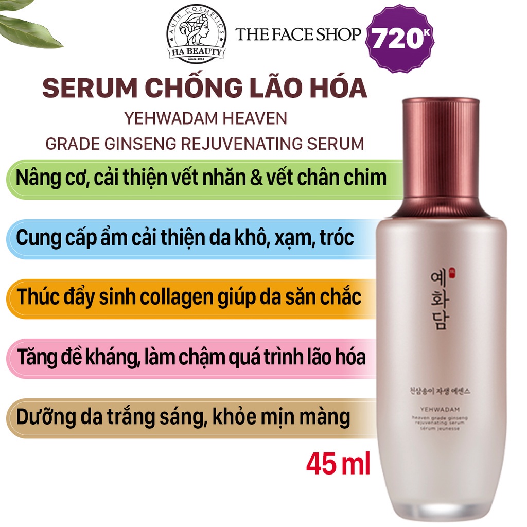 Serum dưỡng ẩm chống lão hóa dưỡng trắng da nếp nhăn The Face Shop Yehwadam Heaven Grade Ginseng Rejuvenating Serum 45ml