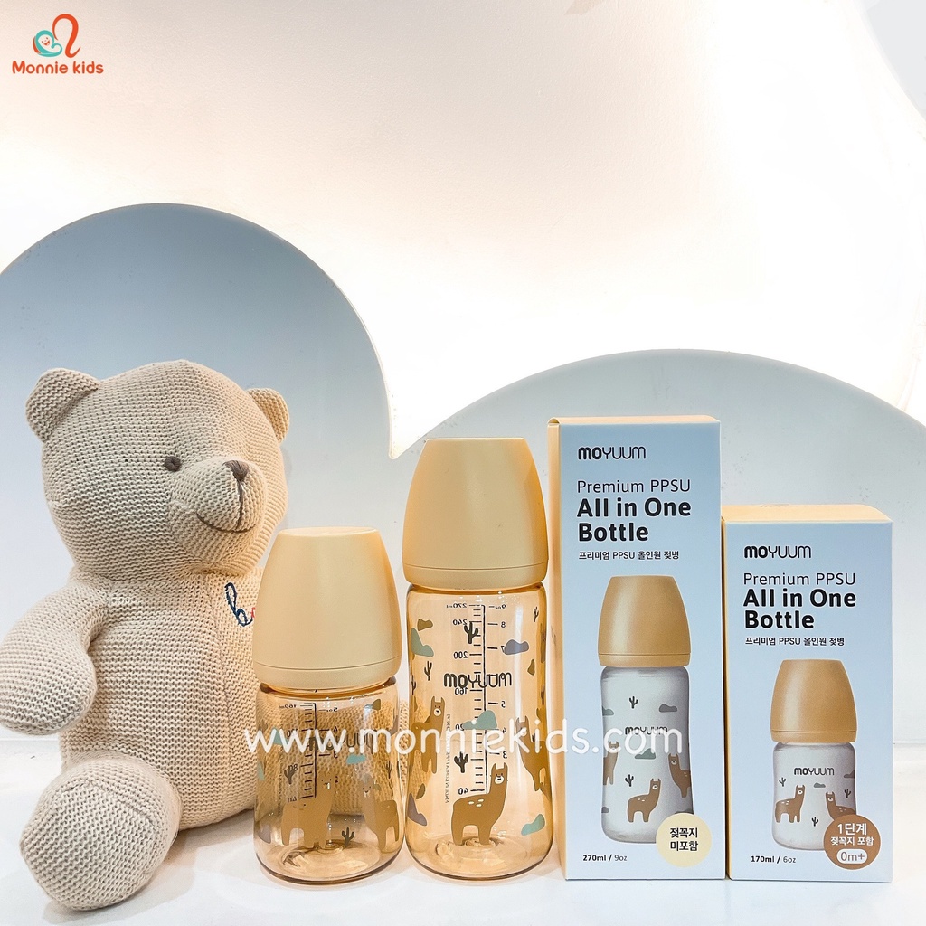Bình sữa cho bé Moyuum lạc đà Llama PPSU, bình sữa cho trẻ sơ sinh 170ml 270ml - Monnie Kids
