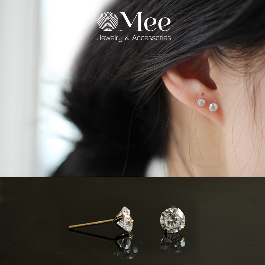 khuyên tai bạc Mee nữ cá tính, khuyên tai tròn cao cấp - Meejewelry - E6631