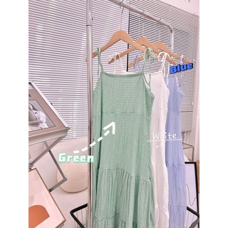 ĐẦM MAXI TẦNG XỐP CỘT NƠ VAI