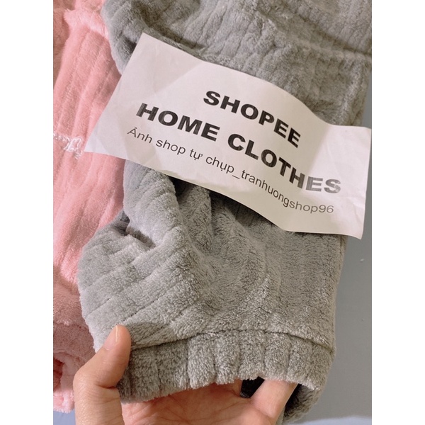 Bộ ngủ lông nữ mặc nhà lông cừu san hô mùa thu và mùa đông dày ấm áp