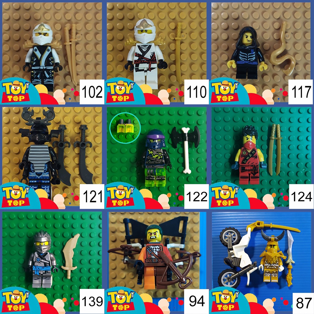 [Một con] Đồ chơi ghép Ninja : Minifigures Ninjago hàng cũ 2nd tổng hợp mini ( ảnh nào có vũ khí sẽ có kèm vũ khí nha)