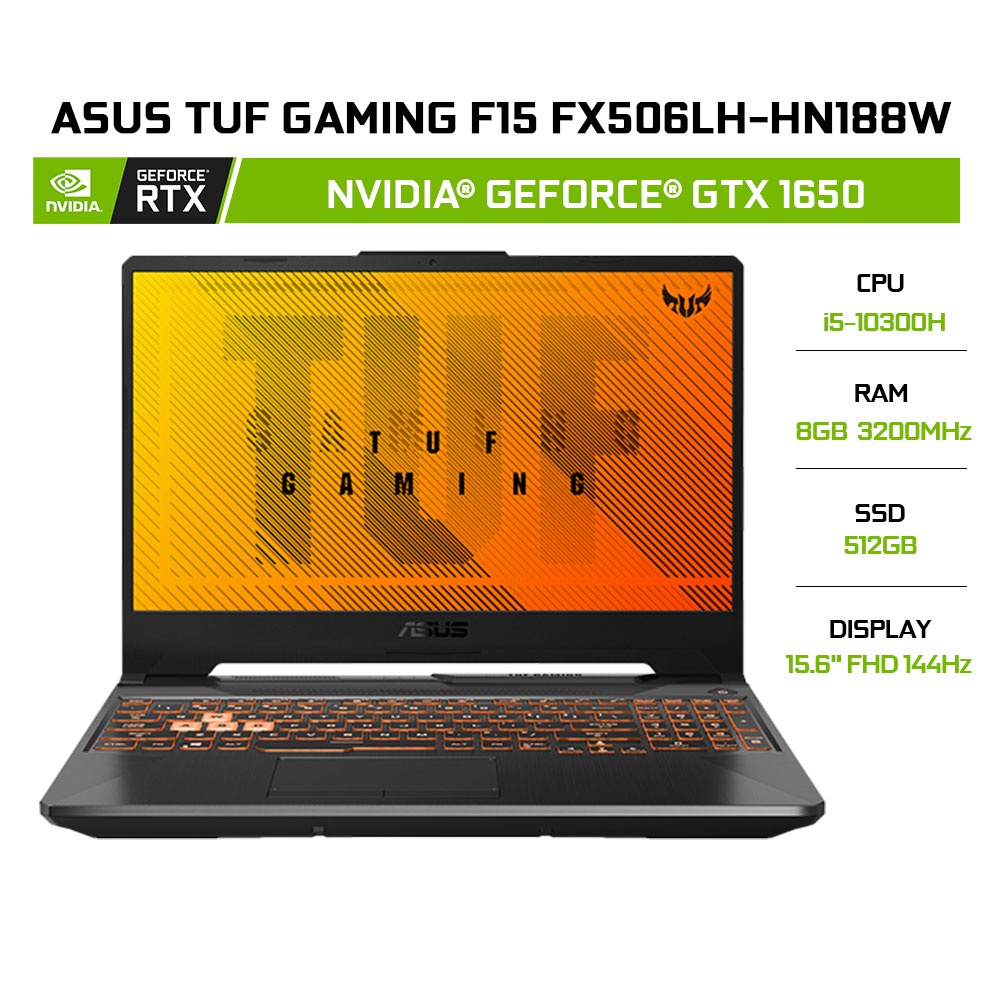 Laptop ASUS TUF Gaming F15 FX506LHB-HN188W i5-10300H8G512G® GTX 1650 4G15.6