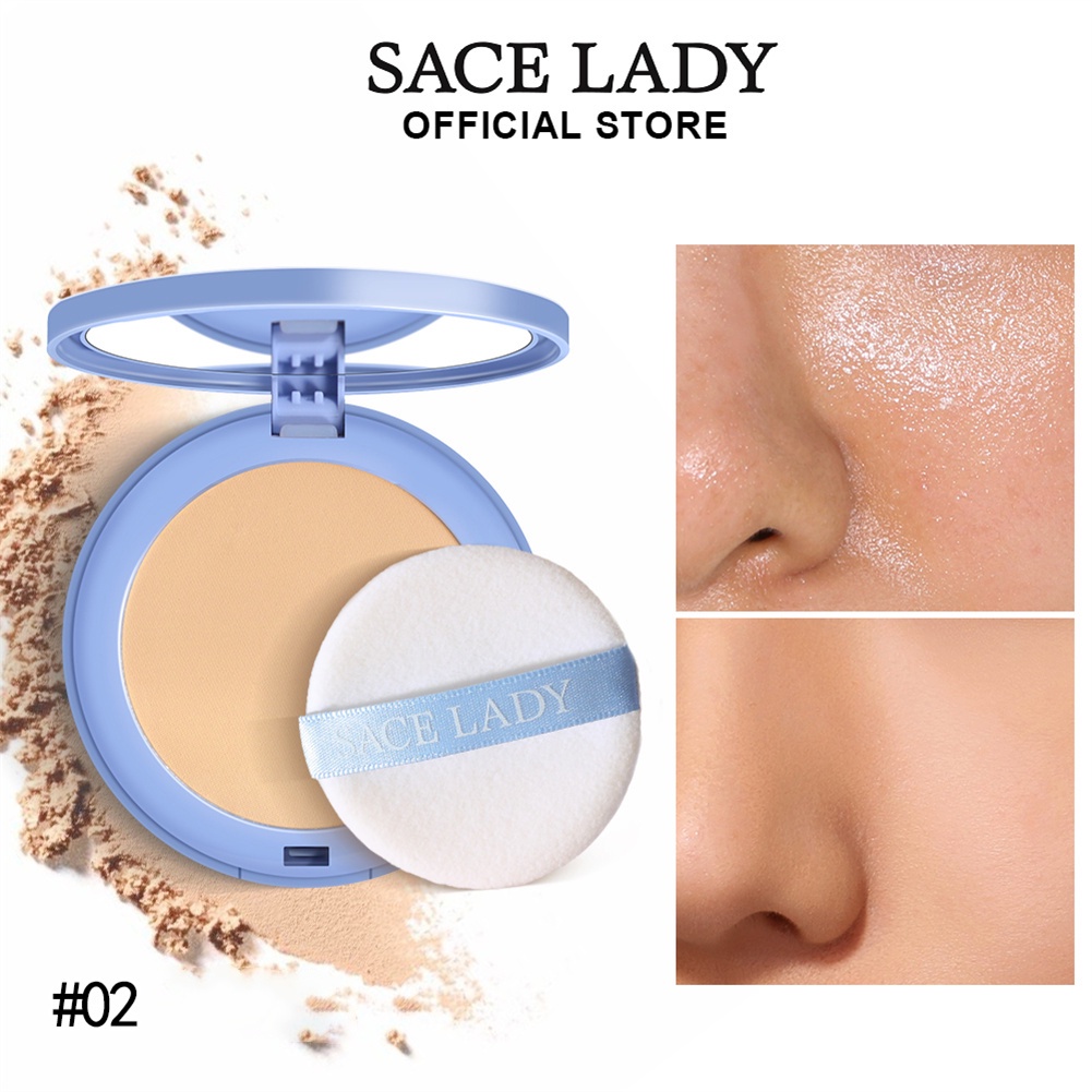 Hot！ Phấn phủ mặt kiểm soát dầu Sace Lady Chống nước lâu trôi Phấn nén mịn Phấn trang điểm mờ  heby1