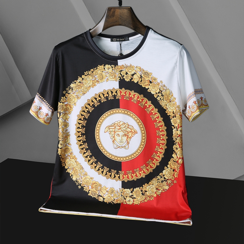 Áo Thun Tay Ngắn Cổ Tròn Chất Cotton In Logo Versace Thời Trang Có Size Từ M-3Xl Cho Nam