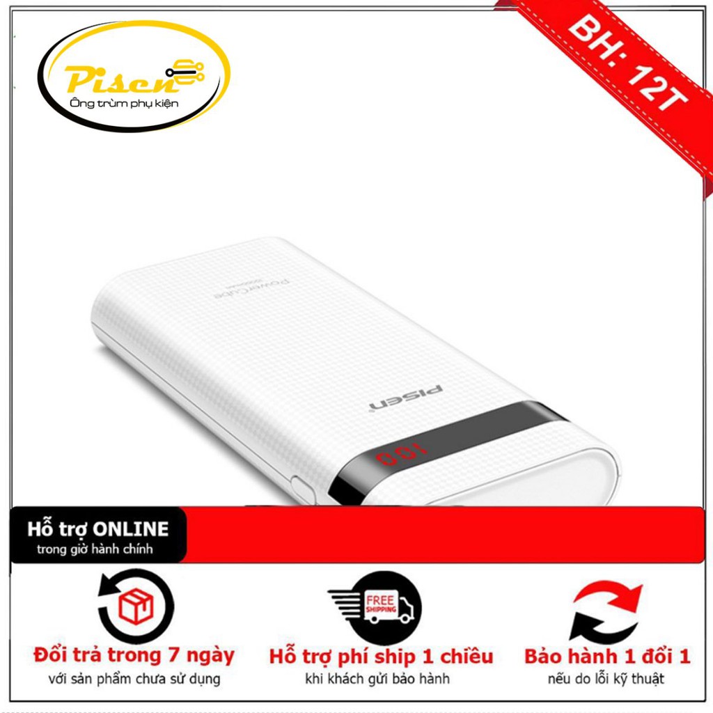 { Free ship } Sạc dự phòng Pisen PowerCube 10000mAh (USB 1A/ 2A Smart ) - Hàng chính hãng