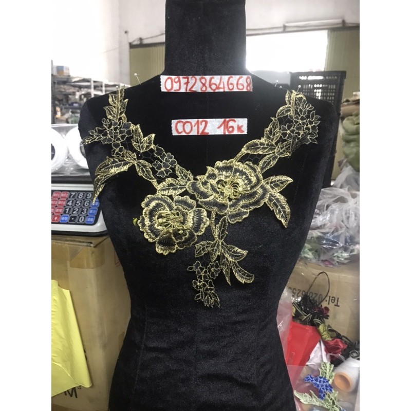 Cổ thêu hoa nổi mã CO12